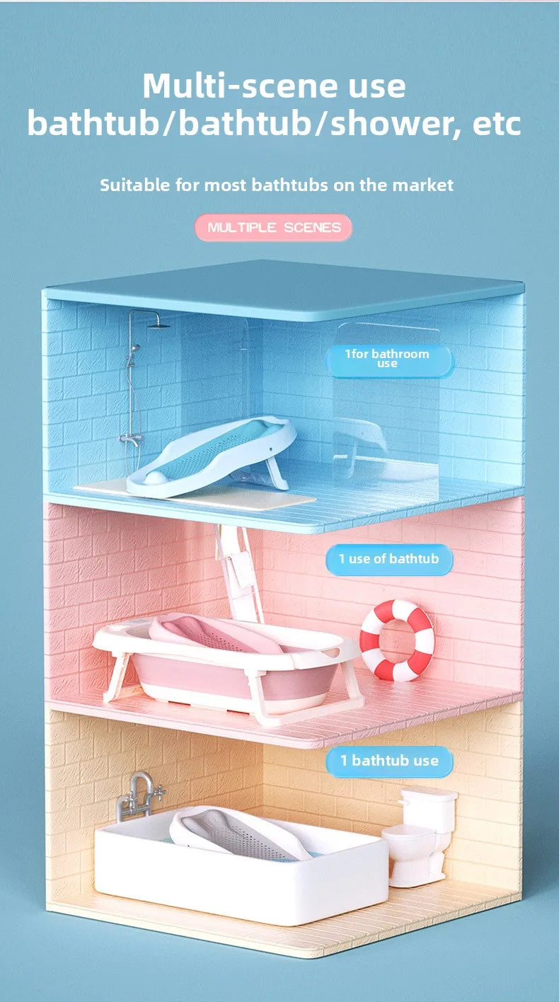 Baby Shower Rack Can Sit or Lie Down Baby Bathtub Anti Slip Pad Newborn Shower Net Portable Bath Bed Frame Shower