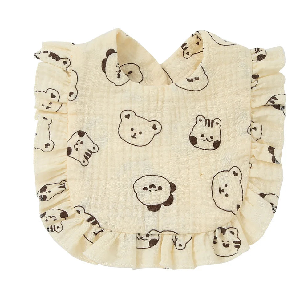 2025 New Baby Feeding Drool Bib Ruffle Floral Infants Lace Saliva Towel Soft Cotton Burp Cloth For Newborn Toddler Kids Bibs