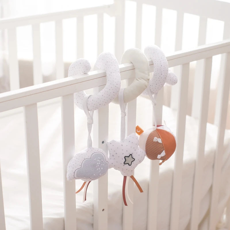 Baby Mobile Bed Bell 0-12 Months Newborn Soft Felt Surround Cartoon Star Cloud Detachable Rattles Toys Crib Bracket Hanging Toys