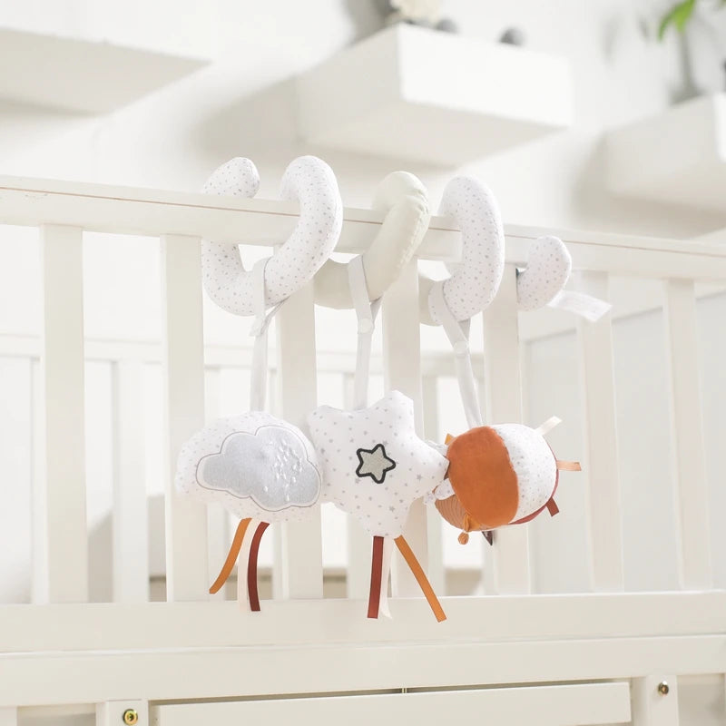 Baby Mobile Bed Bell 0-12 Months Newborn Soft Felt Surround Cartoon Star Cloud Detachable Rattles Toys Crib Bracket Hanging Toys