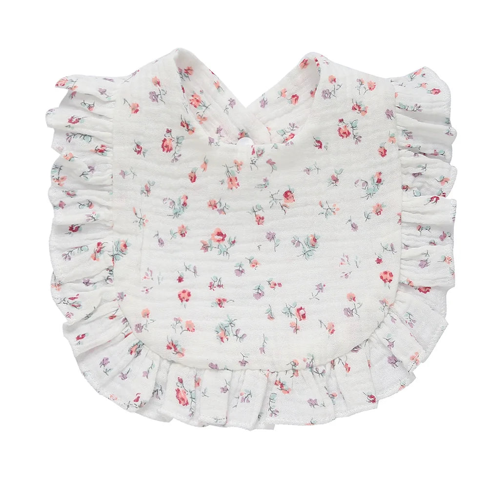 2025 New Baby Feeding Drool Bib Ruffle Floral Infants Lace Saliva Towel Soft Cotton Burp Cloth For Newborn Toddler Kids Bibs
