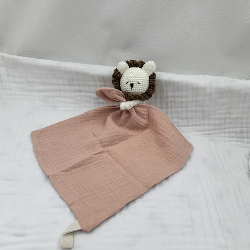 Baby Soother Appease Towel Bib Animal Horse Lion Sleeping Doll Infants Soft Comfort Bib with Noice Security Blanket Nursing Acce