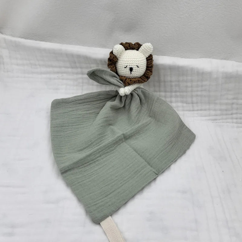 Baby Soother Appease Towel Bib Animal Horse Lion Sleeping Doll Infants Soft Comfort Bib with Noice Security Blanket Nursing Acce