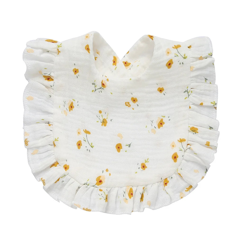2025 New Baby Feeding Drool Bib Ruffle Floral Infants Lace Saliva Towel Soft Cotton Burp Cloth For Newborn Toddler Kids Bibs
