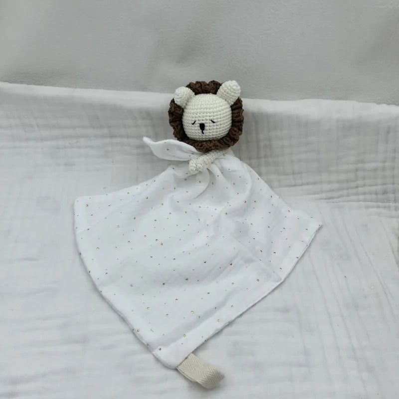 Baby Soother Appease Towel Bib Animal Horse Lion Sleeping Doll Infants Soft Comfort Bib with Noice Security Blanket Nursing Acce