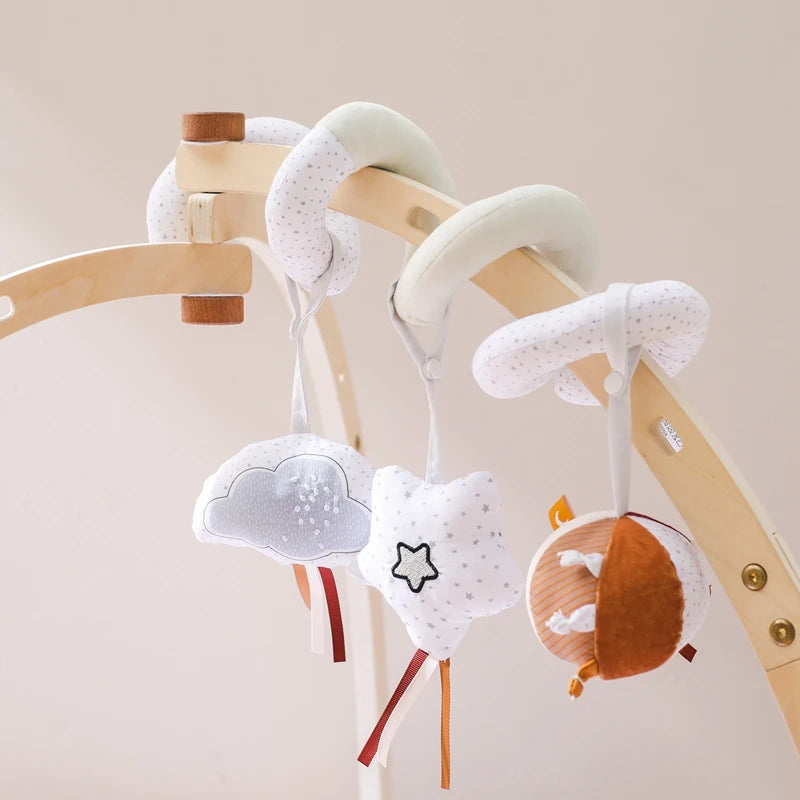 Baby Mobile Bed Bell 0-12 Months Newborn Soft Felt Surround Cartoon Star Cloud Detachable Rattles Toys Crib Bracket Hanging Toys