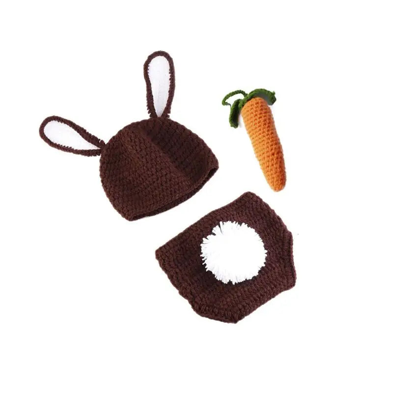 Baby Photo  Props Bunny Costume Romper Rabbit Hat Newborn Photo Props Photography Clothes Knitted Outfit 2PCS