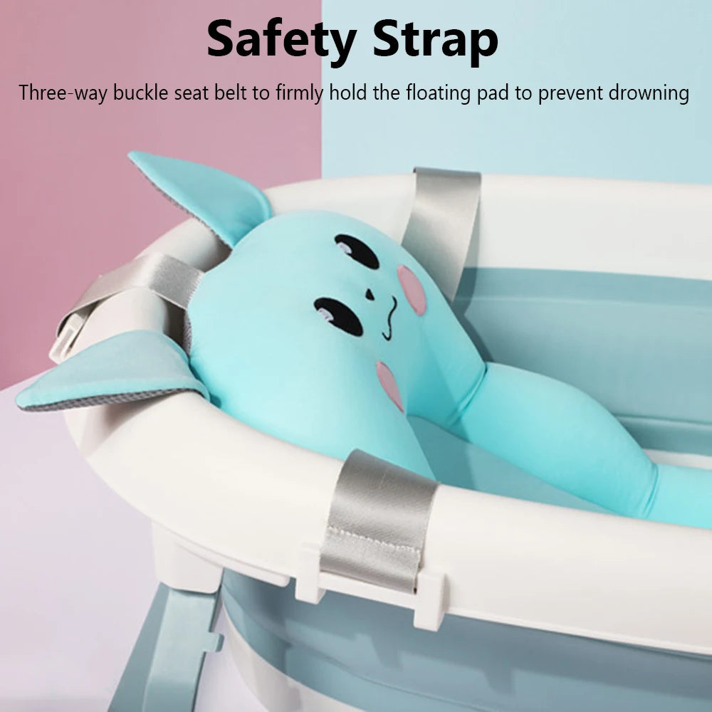 Baby Shower Mat Bath Tub Pad Non-Slip Bathtub Seat Support Mat Newborn Safety Security Bath Support Cushion Foldable Soft Pillow