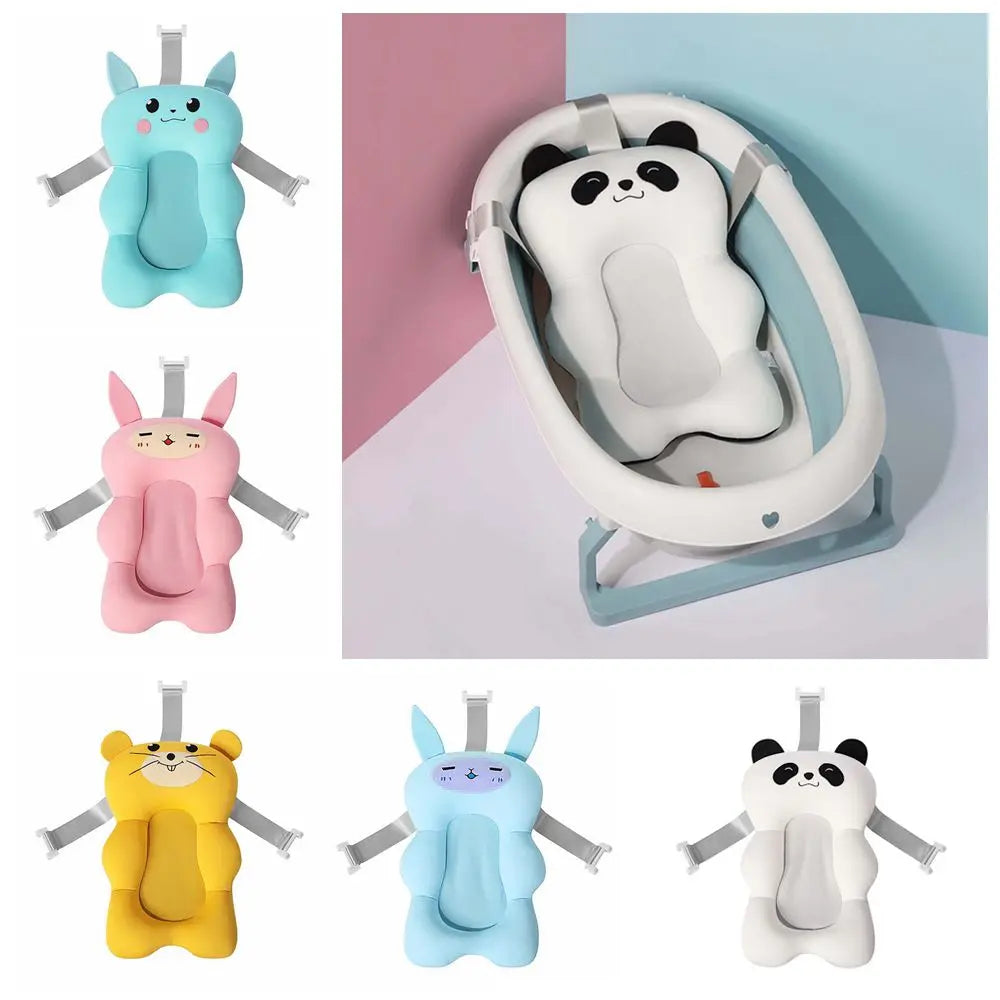 Baby Shower Mat Bath Tub Pad Non-Slip Bathtub Seat Support Mat Newborn Safety Security Bath Support Cushion Foldable Soft Pillow
