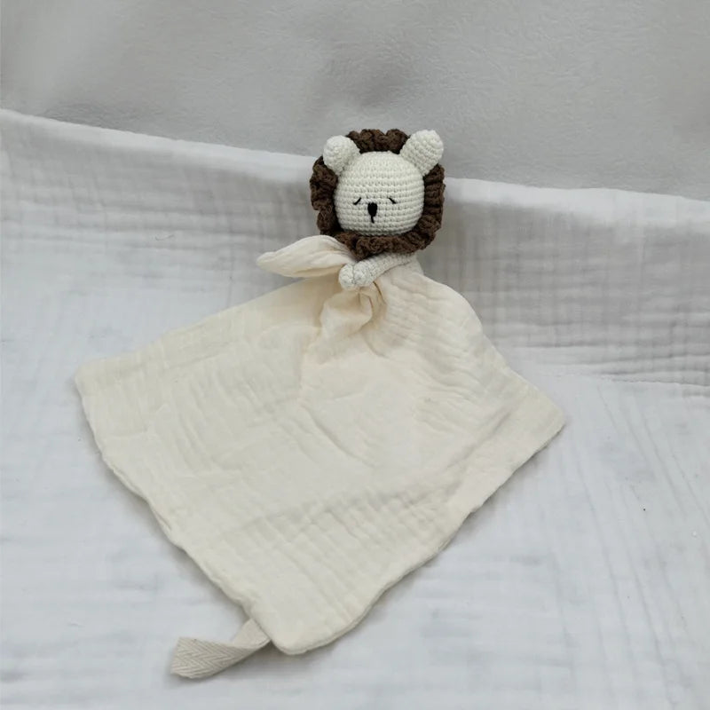 Baby Soother Appease Towel Bib Animal Horse Lion Sleeping Doll Infants Soft Comfort Bib with Noice Security Blanket Nursing Acce
