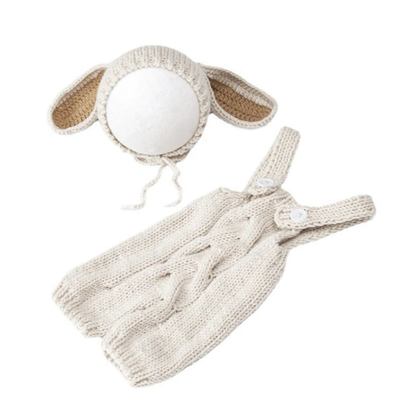Baby Photo  Props Bunny Costume Romper Rabbit Hat Newborn Photo Props Photography Clothes Knitted Outfit 2PCS