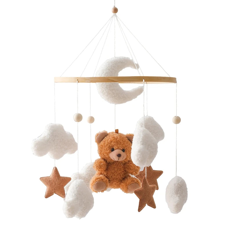 Baby Wooden Bed Bell Mobile Hanging Toy 0-12 Month Baby Crib Mobile Lambhair Bear Bunny Doll Toy Bed Holder Bracket Kid Gift