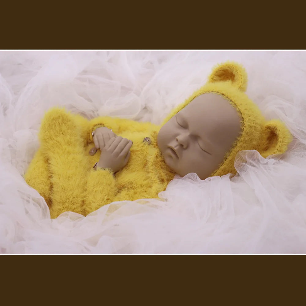 0-1 Month Baby Boy Girl Bear Bodysuits Outfit  Newborn Photography Props Knitted Mink Hair  Romper Photography Props