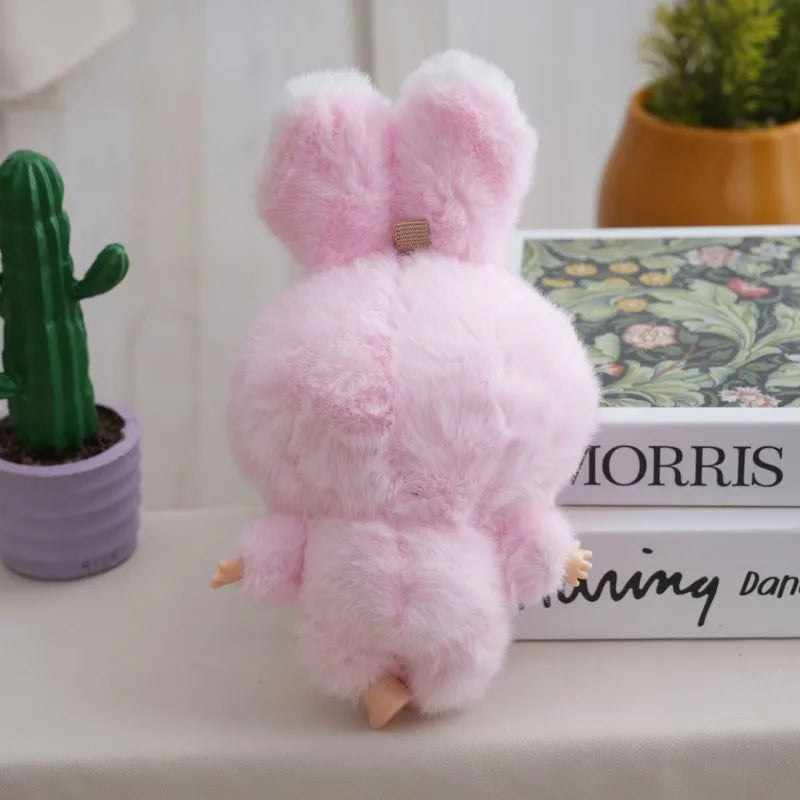 Baby Three Big Head Baby Plush Toy Cute Bear Rabbit Animal Vinyl Doll Desktop Exquisite Decor Fun Birthday Gift For Kids Girl