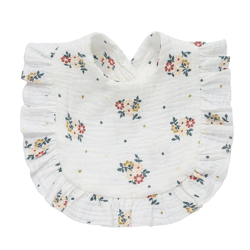 2025 New Baby Feeding Drool Bib Ruffle Floral Infants Lace Saliva Towel Soft Cotton Burp Cloth For Newborn Toddler Kids Bibs
