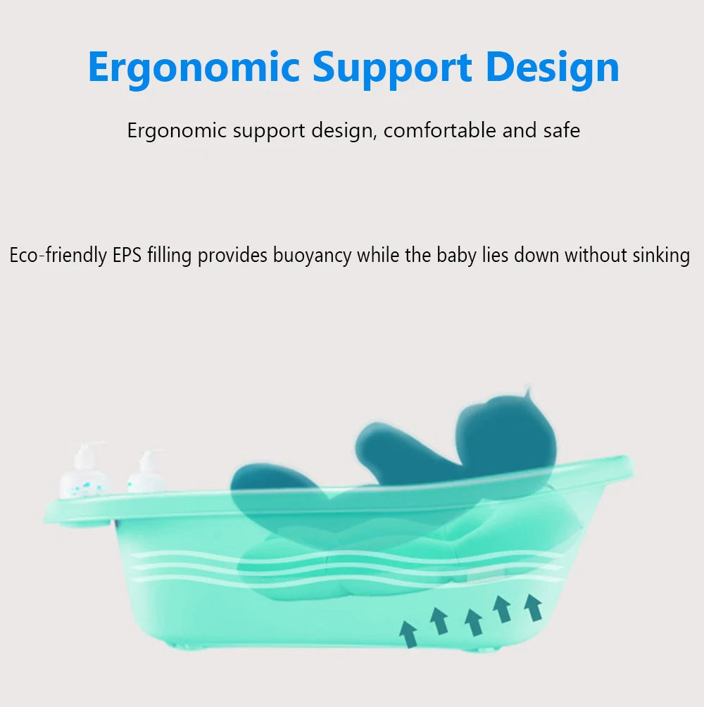Baby Shower Mat Bath Tub Pad Non-Slip Bathtub Seat Support Mat Newborn Safety Security Bath Support Cushion Foldable Soft Pillow