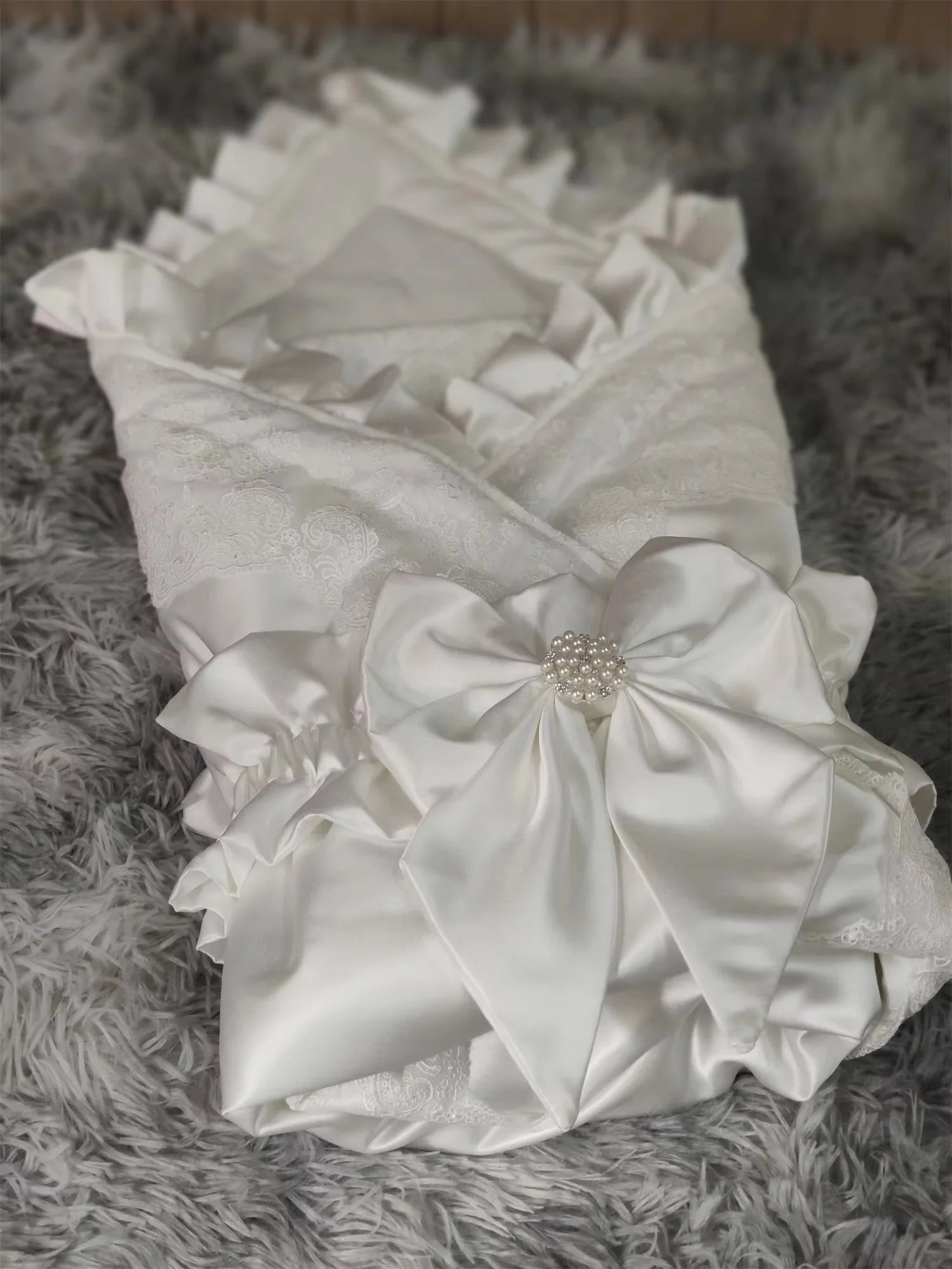 Personalized Embroidery Baby Name for Newborns with Big Bow Sash Infant Swaddles for 0-3 Months Receiving Blanket Sleeping Wraps
