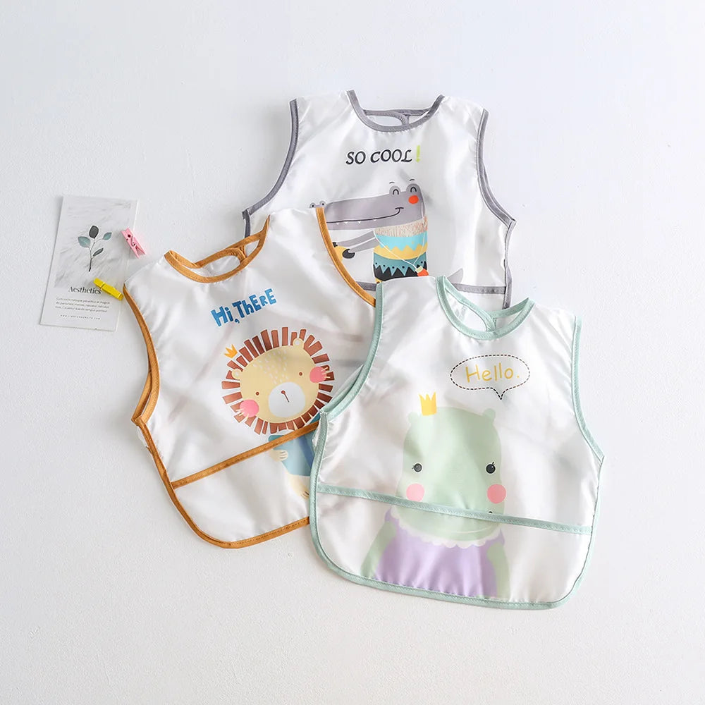 New Cartoon Sleeveless Baby Bibs Waterproof Apron Cute Washcloth Feeding Bib Soft Burp Cloth For Toddler Boys Girls Bandana Bibs