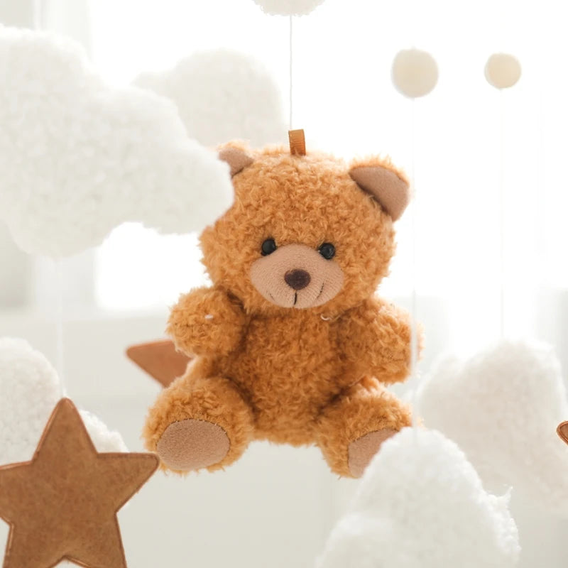 Baby Wooden Bed Bell Mobile Hanging Toy 0-12 Month Baby Crib Mobile Lambhair Bear Bunny Doll Toy Bed Holder Bracket Kid Gift