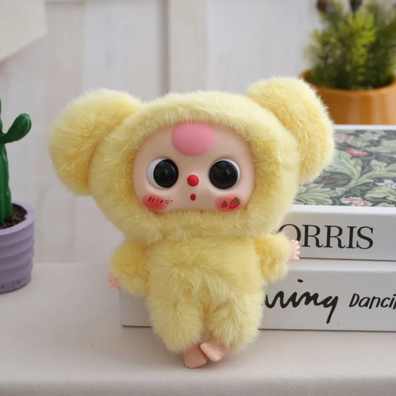 Baby Three Big Head Baby Plush Toy Cute Bear Rabbit Animal Vinyl Doll Desktop Exquisite Decor Fun Birthday Gift For Kids Girl