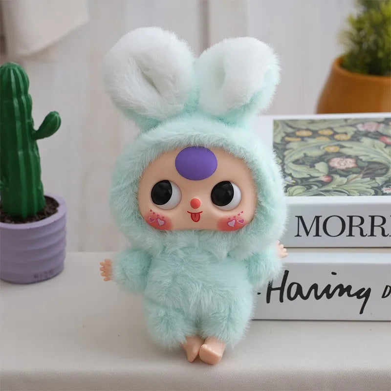 Baby Three Big Head Baby Plush Toy Cute Bear Rabbit Animal Vinyl Doll Desktop Exquisite Decor Fun Birthday Gift For Kids Girl