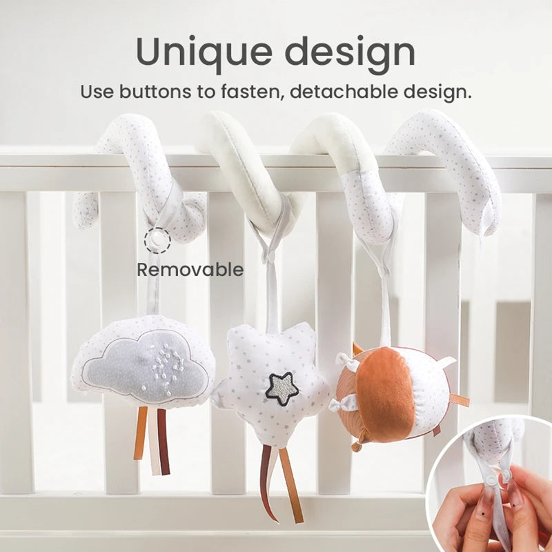 Baby Mobile Bed Bell 0-12 Months Newborn Soft Felt Surround Cartoon Star Cloud Detachable Rattles Toys Crib Bracket Hanging Toys