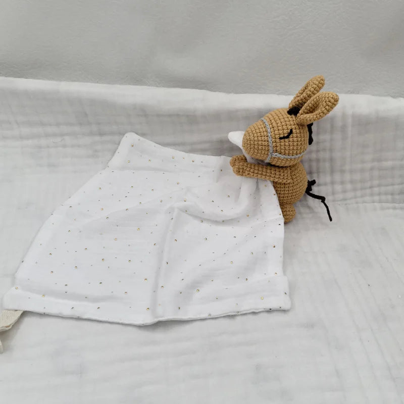 Baby Soother Appease Towel Bib Animal Horse Lion Sleeping Doll Infants Soft Comfort Bib with Noice Security Blanket Nursing Acce