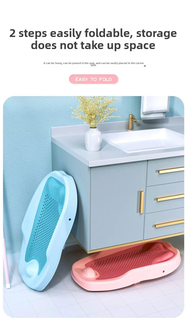 Baby Shower Rack Can Sit or Lie Down Baby Bathtub Anti Slip Pad Newborn Shower Net Portable Bath Bed Frame Shower