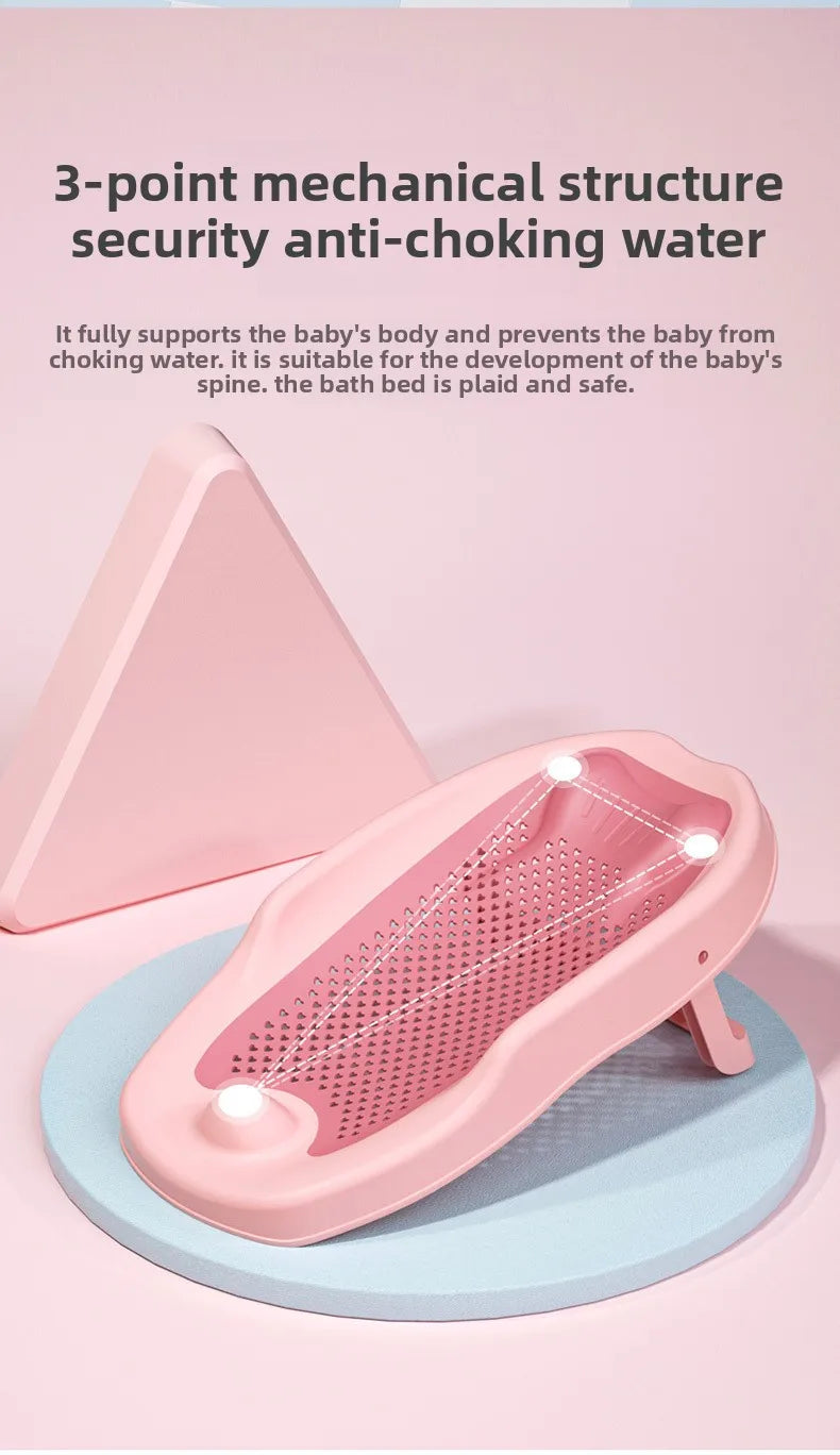 Baby Shower Rack Can Sit or Lie Down Baby Bathtub Anti Slip Pad Newborn Shower Net Portable Bath Bed Frame Shower