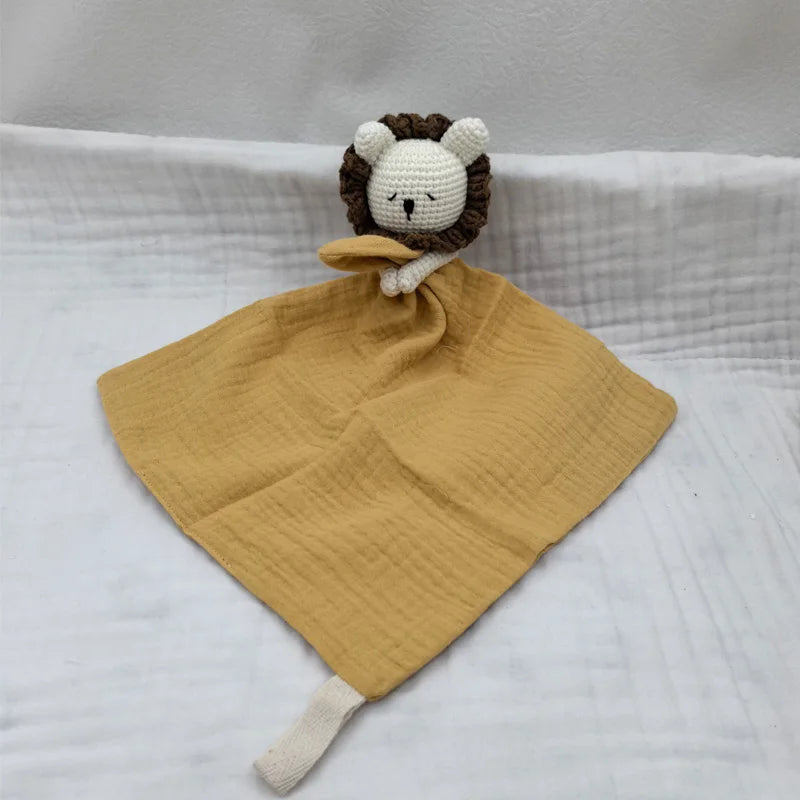 Baby Soother Appease Towel Bib Animal Horse Lion Sleeping Doll Infants Soft Comfort Bib with Noice Security Blanket Nursing Acce