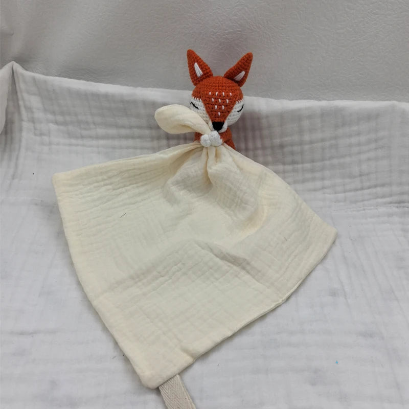 Baby Soother Appease Towel Bib Animal Horse Lion Sleeping Doll Infants Soft Comfort Bib with Noice Security Blanket Nursing Acce