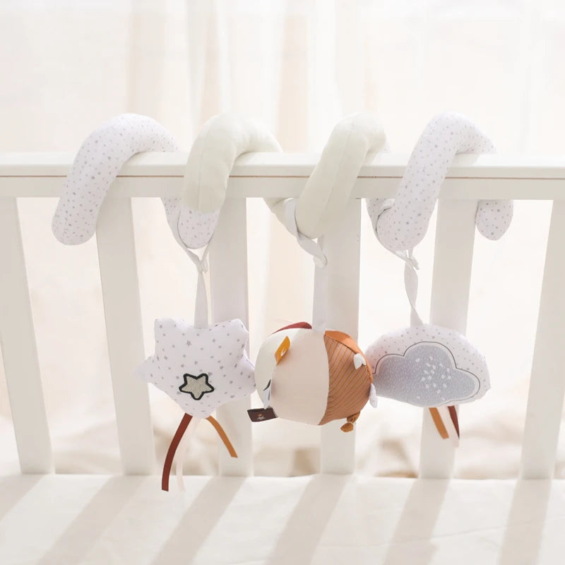 Baby Mobile Bed Bell 0-12 Months Newborn Soft Felt Surround Cartoon Star Cloud Detachable Rattles Toys Crib Bracket Hanging Toys