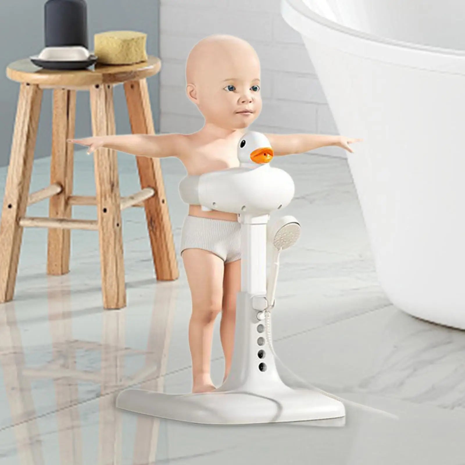 Baby Standing Bath Anti Slip Baby Bath Support Foldable Infant Bath Stand Adjustable Shower for Newborn 0-6 Months Infants