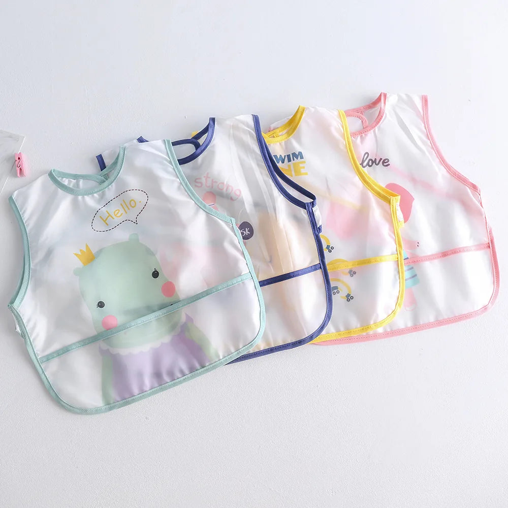 New Cartoon Sleeveless Baby Bibs Waterproof Apron Cute Washcloth Feeding Bib Soft Burp Cloth For Toddler Boys Girls Bandana Bibs