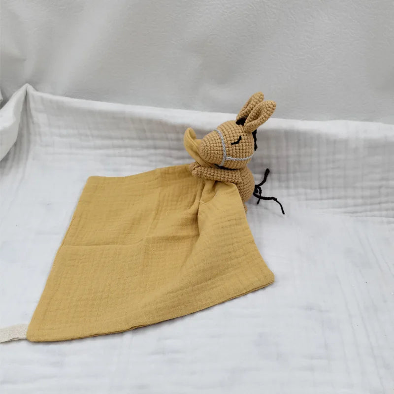 Baby Soother Appease Towel Bib Animal Horse Lion Sleeping Doll Infants Soft Comfort Bib with Noice Security Blanket Nursing Acce