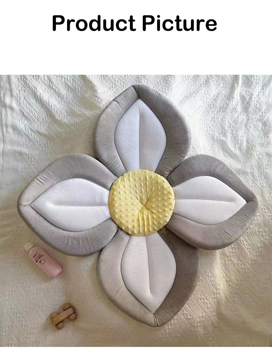 Baby bath mat can lie down fold newborn creative flower bath mat baby bath lotus safety cushion