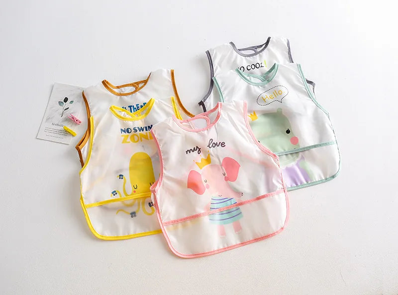 New Cartoon Sleeveless Baby Bibs Waterproof Apron Cute Washcloth Feeding Bib Soft Burp Cloth For Toddler Boys Girls Bandana Bibs