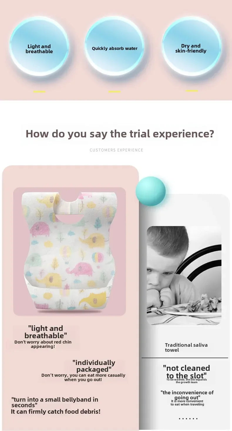 6 Months To 2 Years Disposable Bib for Babies  Newborn Baby Cartoon Stuff Feeding Bibs  Boy Girl Kid Outdoor Items Toddler Bib