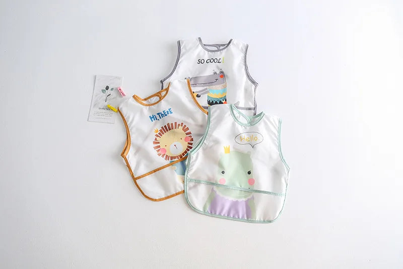 New Cartoon Sleeveless Baby Bibs Waterproof Apron Cute Washcloth Feeding Bib Soft Burp Cloth For Toddler Boys Girls Bandana Bibs