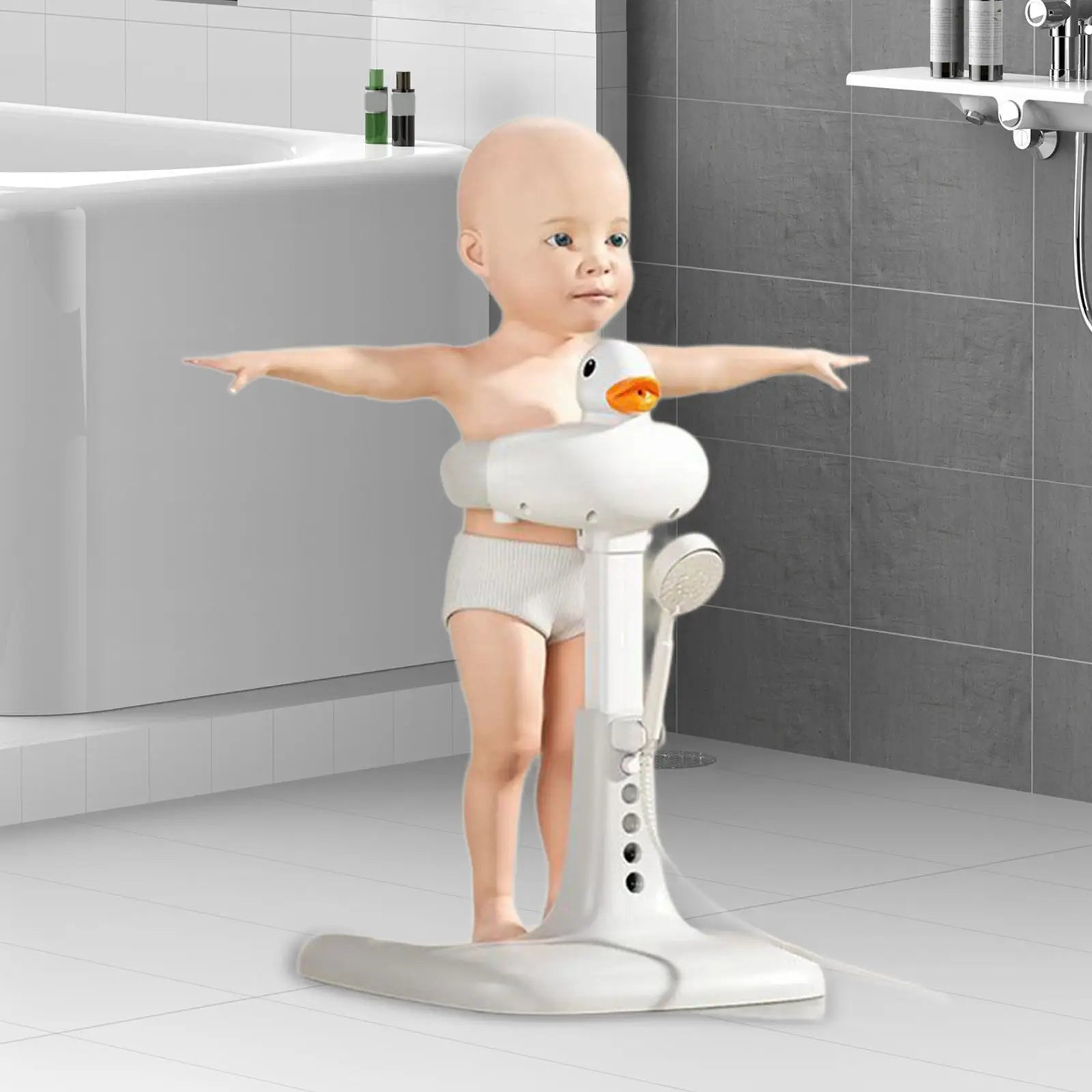 Baby Standing Bath Anti Slip Baby Bath Support Foldable Infant Bath Stand Adjustable Shower for Newborn 0-6 Months Infants