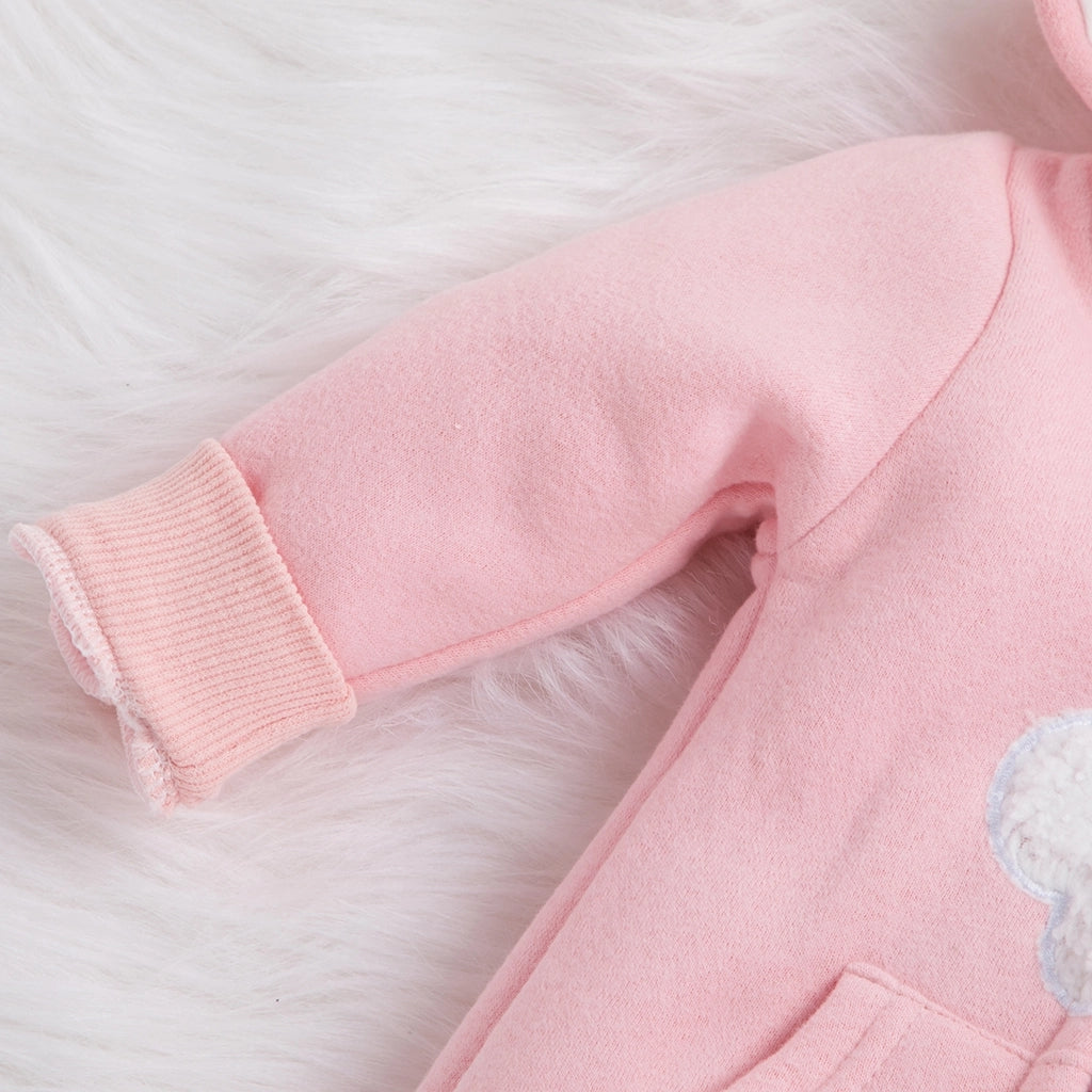PatPat Winter Baby Adorable Cloud Hooded Baby Rompers for Baby Boys and Baby Girls Warm Unisex Baby Bodysuit Clothes