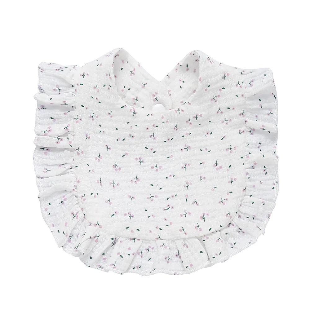 2025 New Baby Feeding Drool Bib Ruffle Floral Infants Lace Saliva Towel Soft Cotton Burp Cloth For Newborn Toddler Kids Bibs