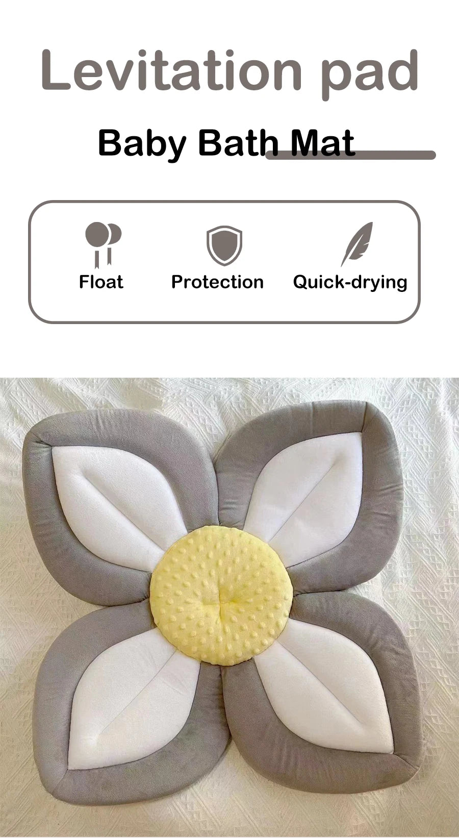 Baby bath mat can lie down fold newborn creative flower bath mat baby bath lotus safety cushion