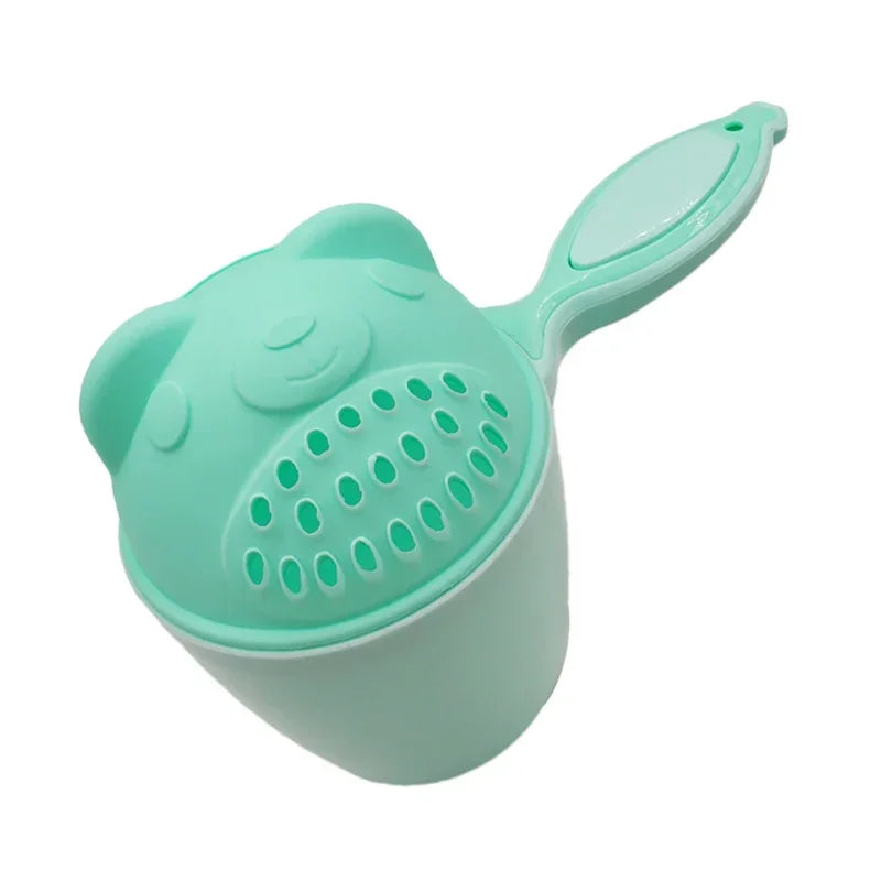 Baby Bath Cup with Handle–Cartoon Bear Shampoo Scoop & Water Spoon for Newborn Bathing, Infant Shower Wash Tool BPA-Free Plastic