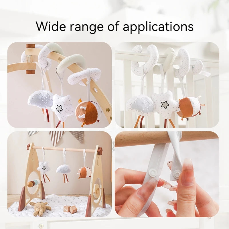 Baby Mobile Bed Bell 0-12 Months Newborn Soft Felt Surround Cartoon Star Cloud Detachable Rattles Toys Crib Bracket Hanging Toys