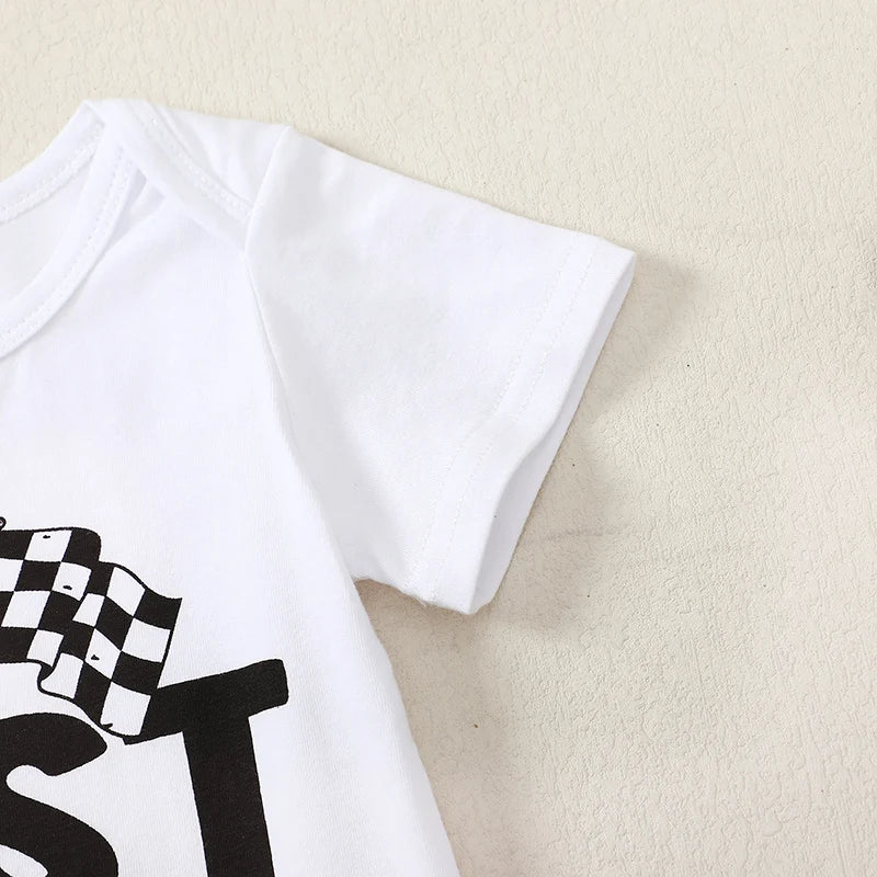 Baby Boy First Birthday Outfit Fast One Birthday Outfit Race Car 1st Birthday Outfit Plaid T Shirt Top Shorts Set