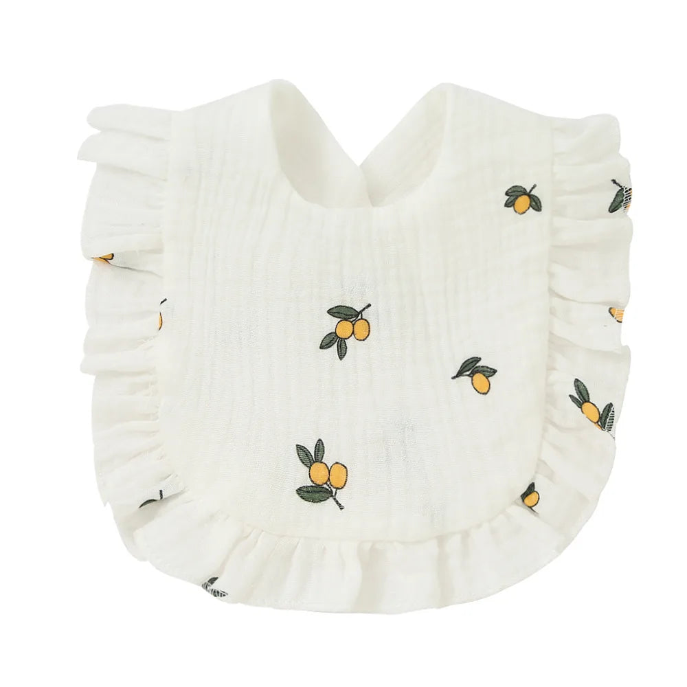 2025 New Baby Feeding Drool Bib Ruffle Floral Infants Lace Saliva Towel Soft Cotton Burp Cloth For Newborn Toddler Kids Bibs