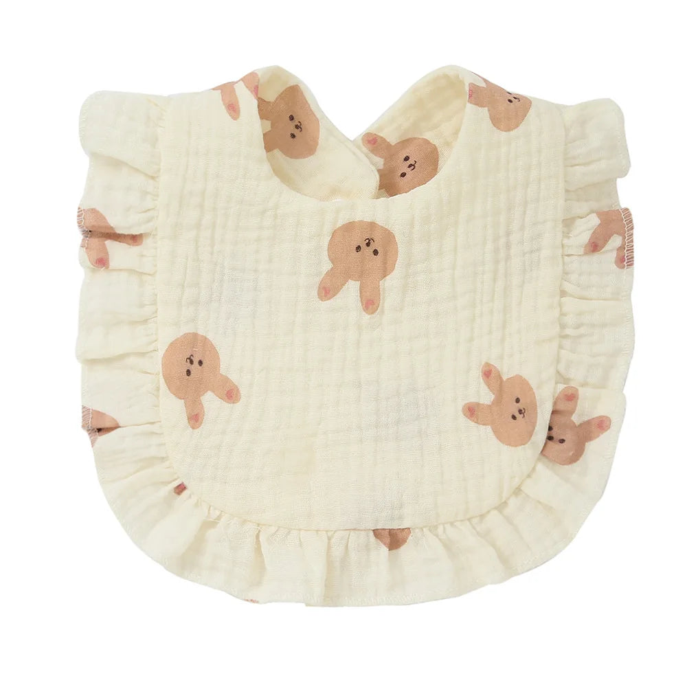 2025 New Baby Feeding Drool Bib Ruffle Floral Infants Lace Saliva Towel Soft Cotton Burp Cloth For Newborn Toddler Kids Bibs