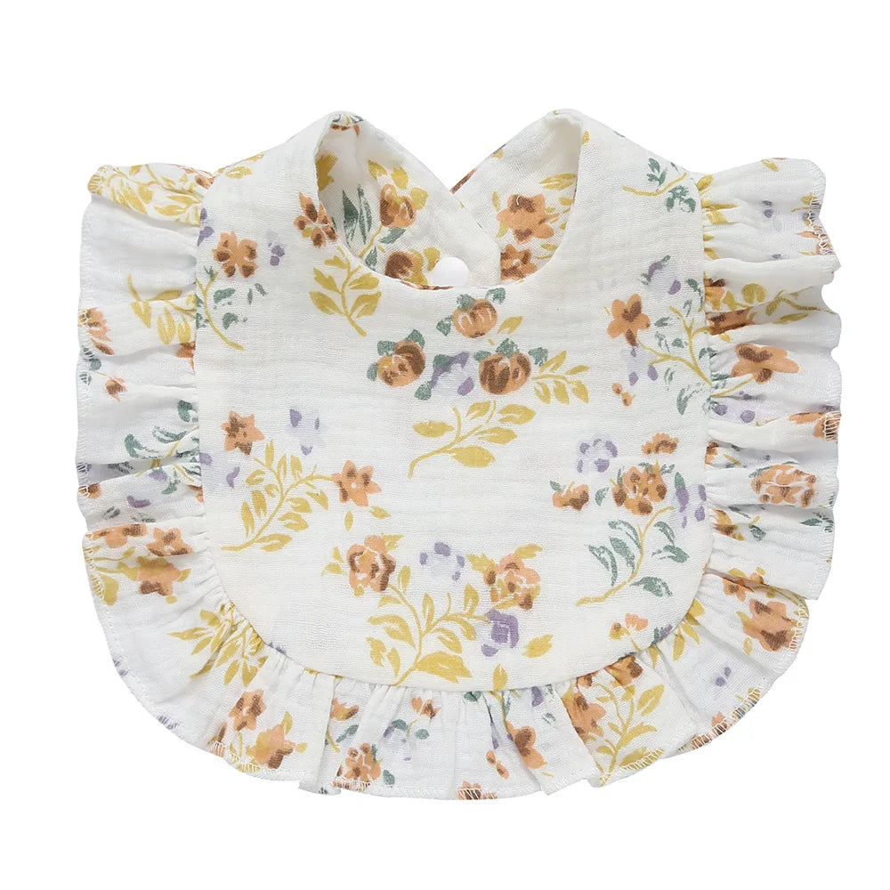 2025 New Baby Feeding Drool Bib Ruffle Floral Infants Lace Saliva Towel Soft Cotton Burp Cloth For Newborn Toddler Kids Bibs