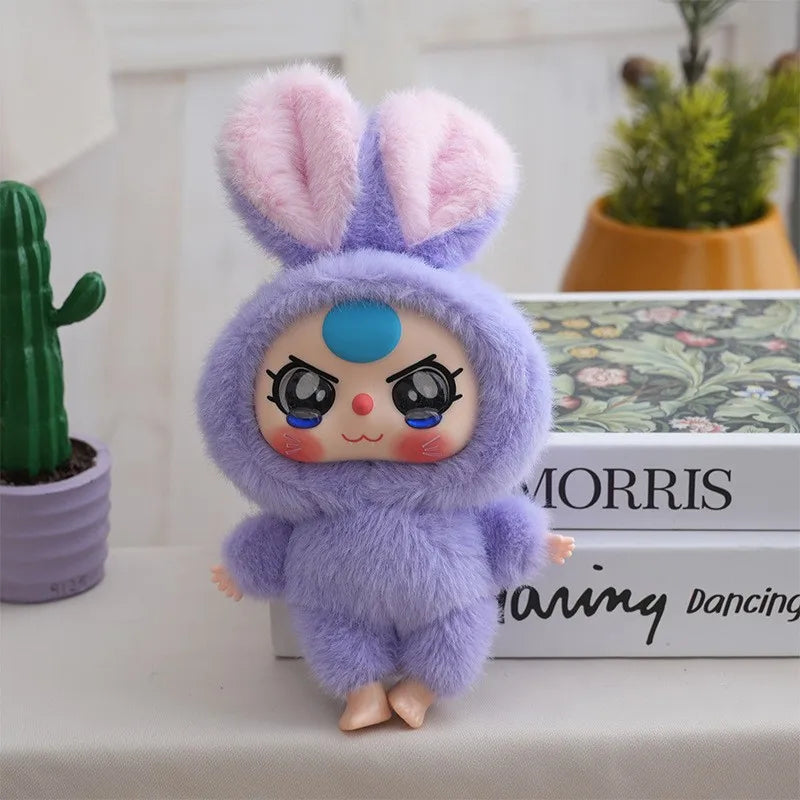 Baby Three Big Head Baby Plush Toy Cute Bear Rabbit Animal Vinyl Doll Desktop Exquisite Decor Fun Birthday Gift For Kids Girl